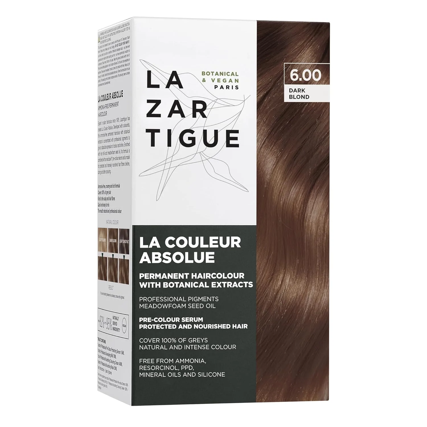 Lazartigue La Couleur Absolue, стойкая краска для волос с растительными экстрактами, набор для окрашивания, веганский продукт, не тестируется на животных, не содержит аммиака. 1 штука (1 шт.), 6.00 Dark Blond