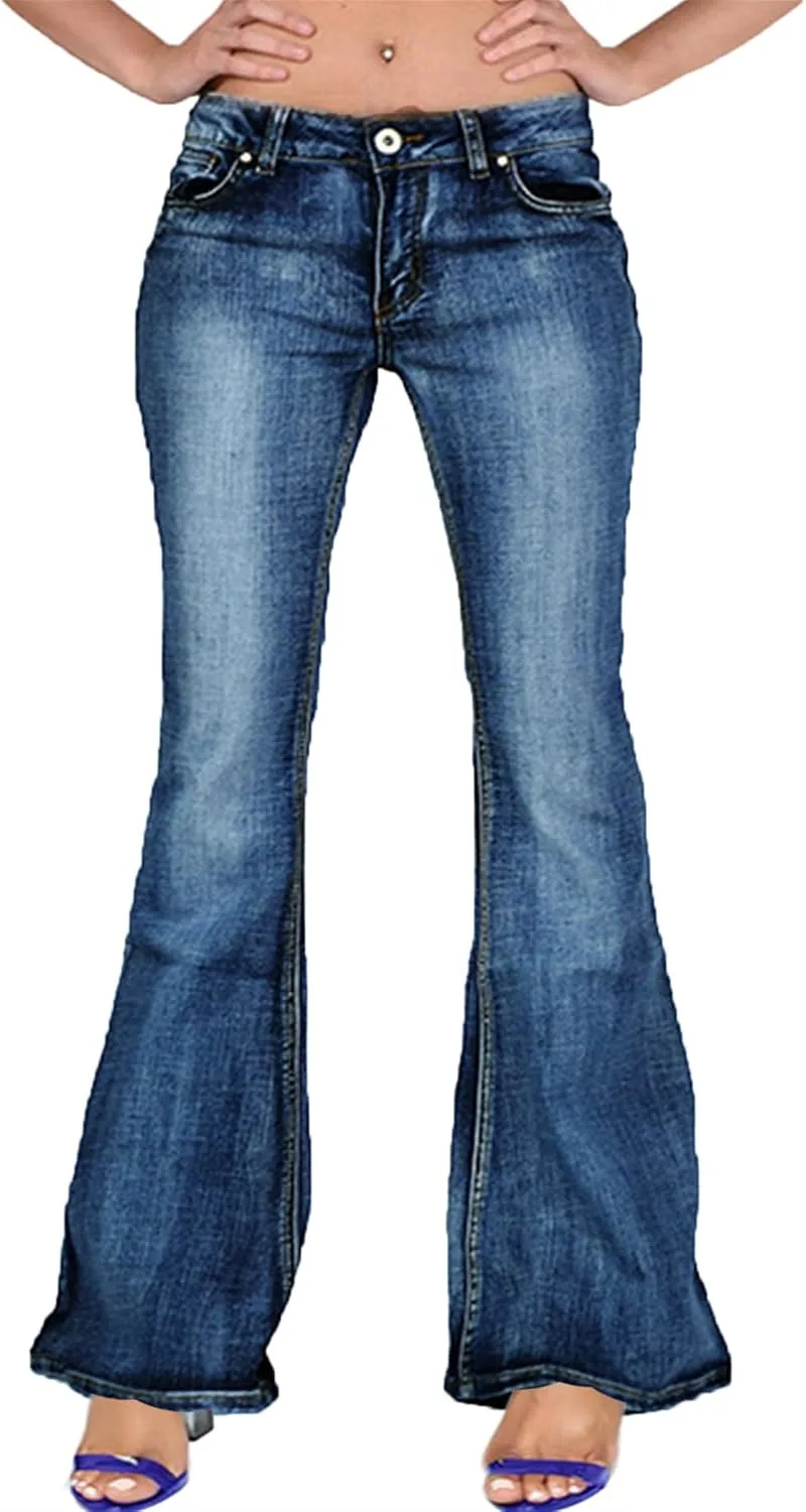 Andongnywell женские джинсы с высокой талией, расклешенные, широкие, bootcut — фото 2