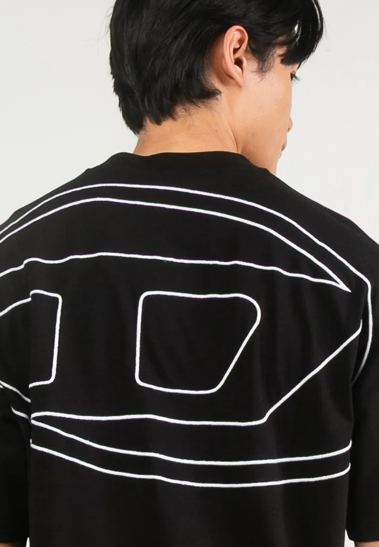 Футболка оверсайз с логотипом Oval D, короткий рукав Diesel, черный — фото 3