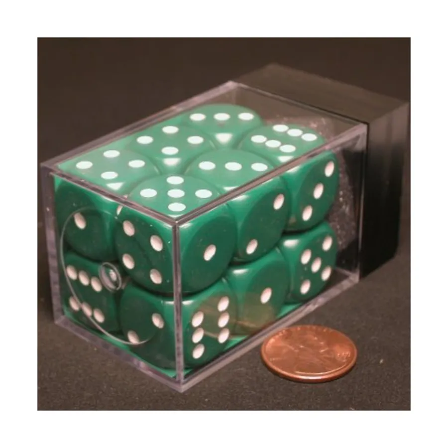 

d6 16мм Зеленый с белым (12), Dice - Opaque - d6 16mm (Chessex)