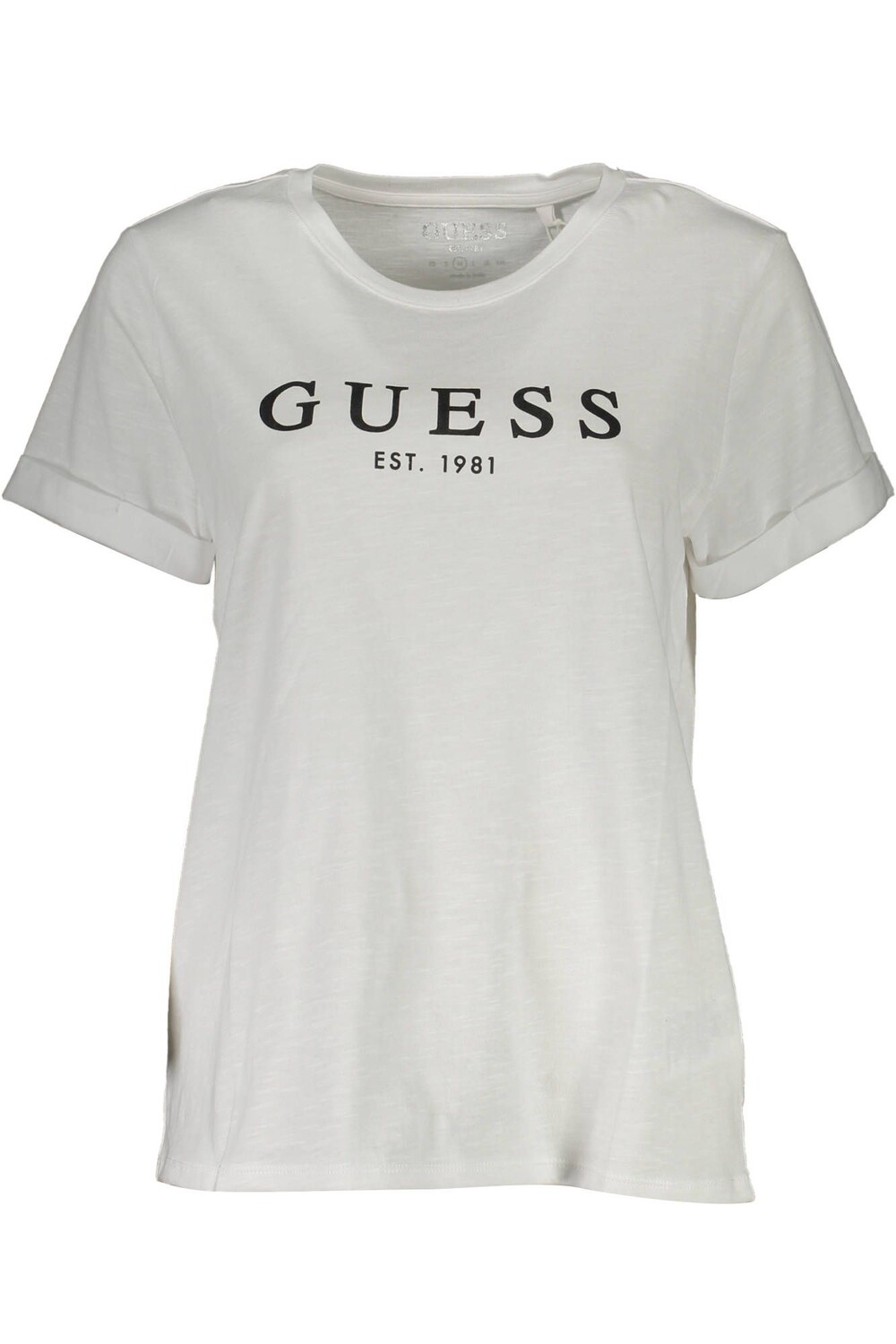 

Белая хлопковая женская футболка Guess Shoes