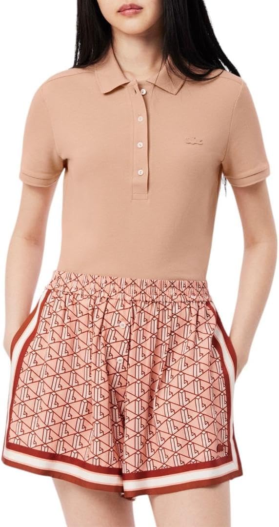 

Женская поло Lacoste с коротким рукавом, Slim Fit, из стрейч-пике, Latte