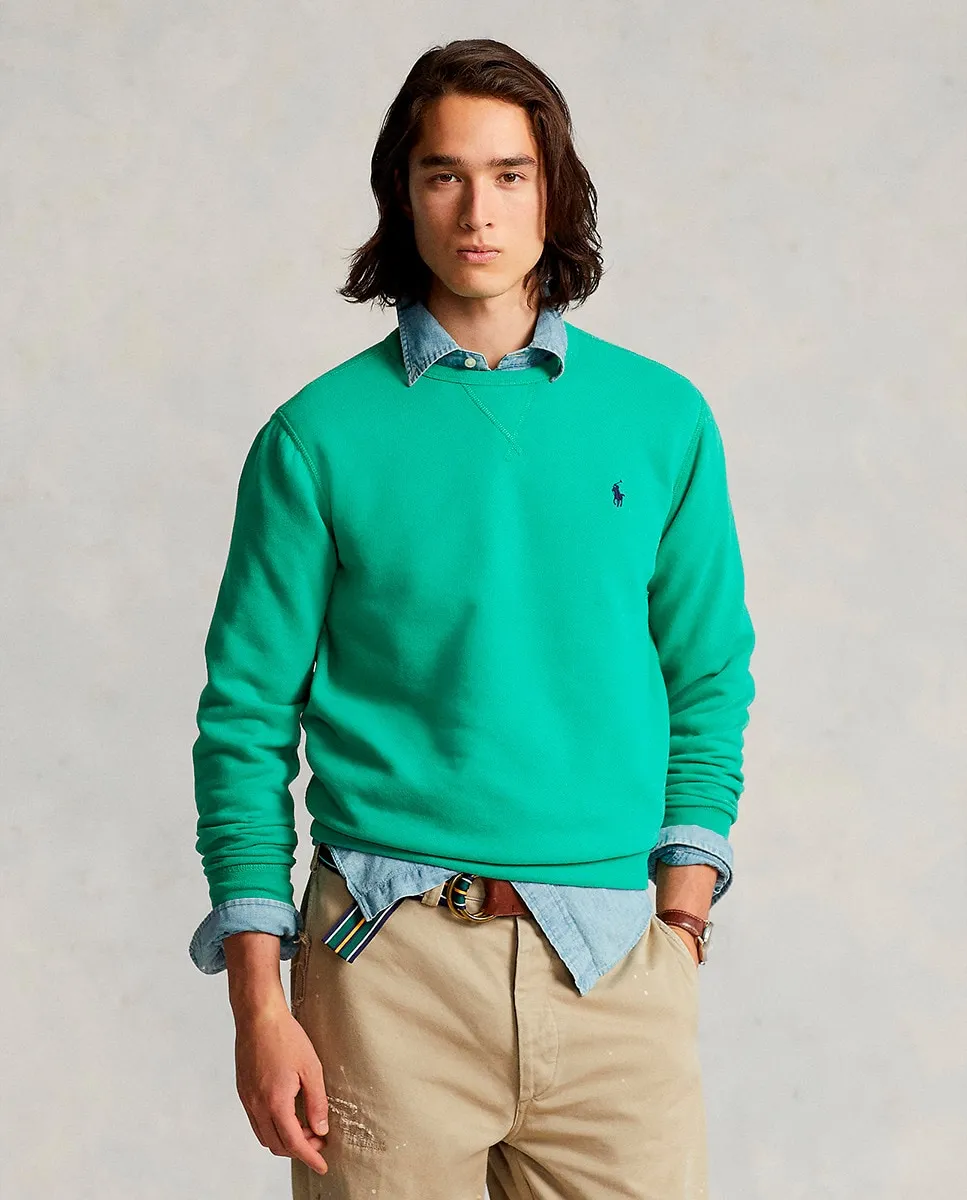 

Мужская толстовка с круглым вырезом и вышитой лошадью Polo Ralph Lauren, голубовато-зеленый