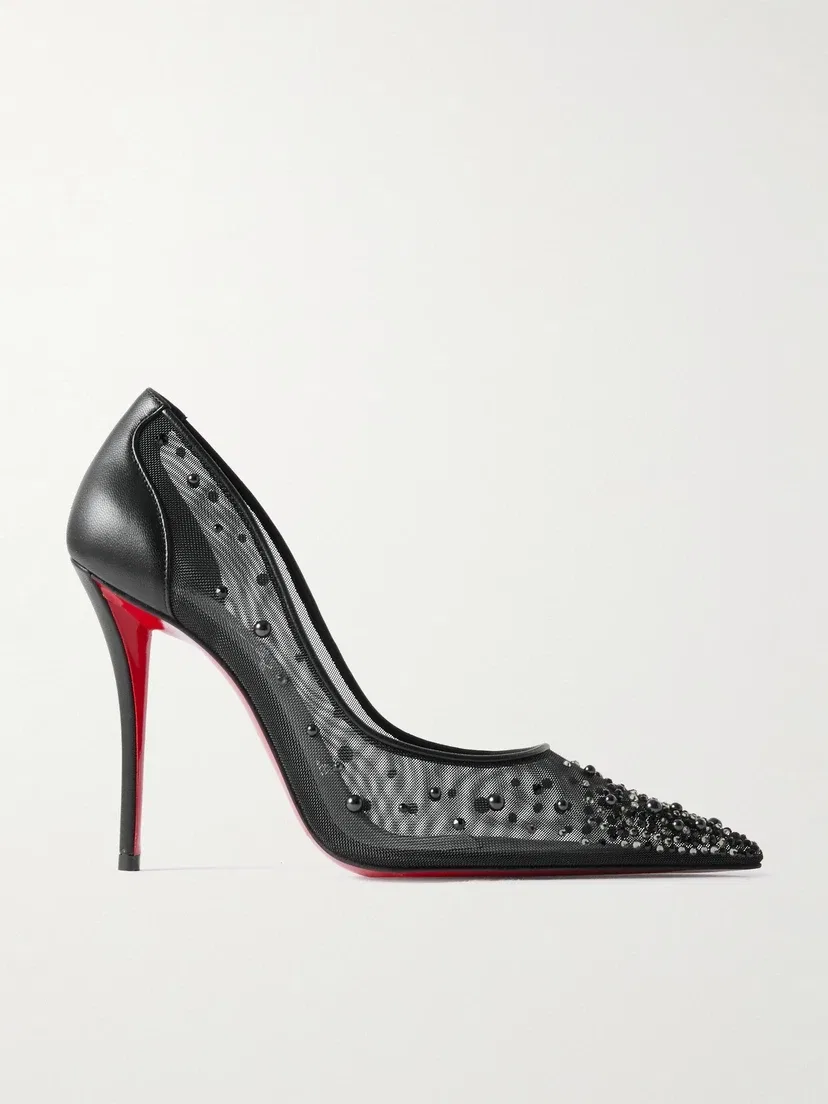 Туфли Miss Z Degrastrass Perla 100 из сетки с кожаной отделкой Christian Louboutin, черный