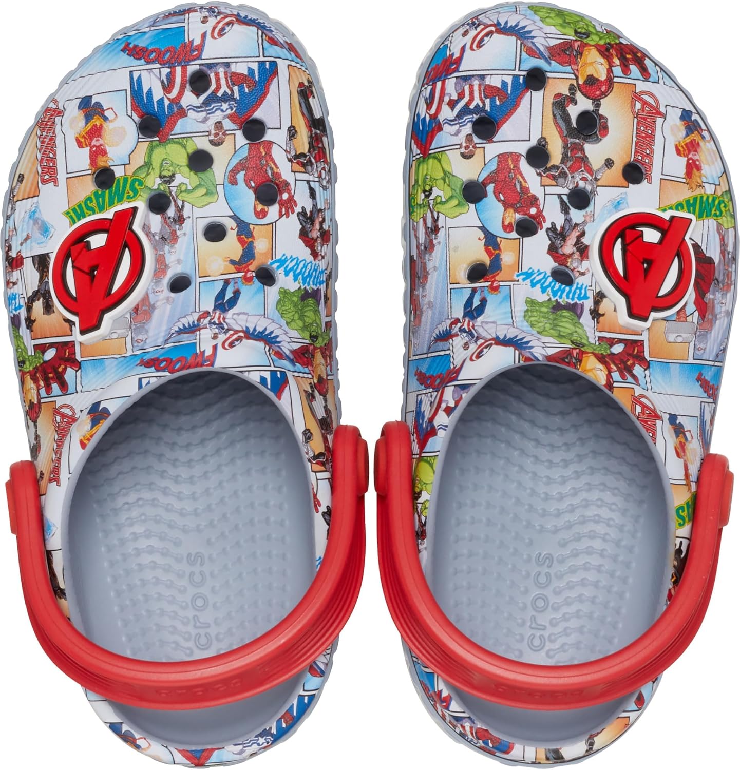Детские сабо Crocs унисекс Avengers Off Court (для малышей), синий/серый — фото 2