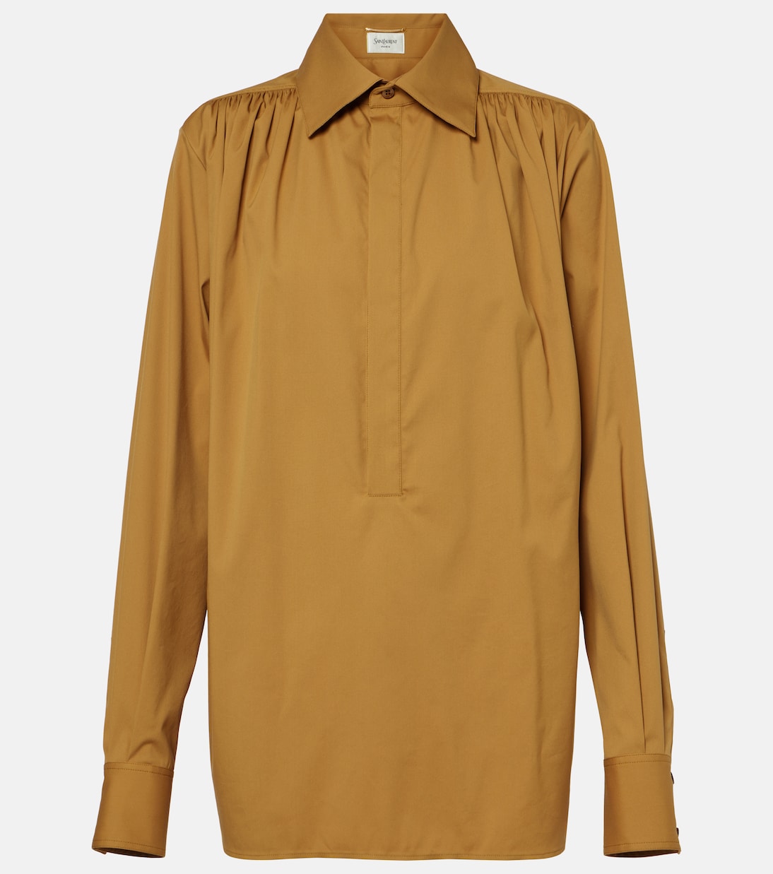 

Собранная блуза из хлопковой смеси Saint Laurent, Ocre Delave