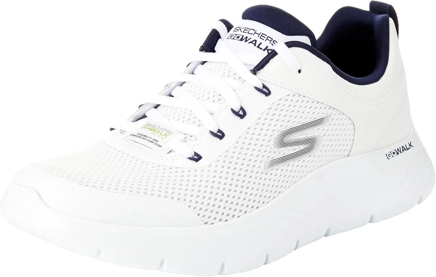 Мужские кроссовки Skechers Go Walk Flex Independent, White And Navy Synthetic Textile