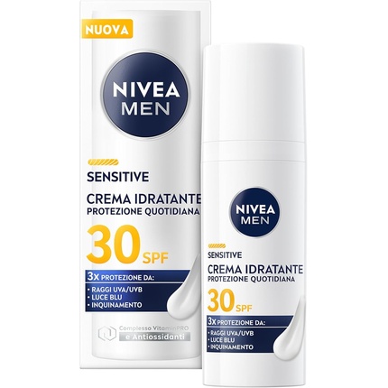 

Крем для лица For Men SPF30 Sensitive защищает и успокаивает чувствительную кожу. Nivea