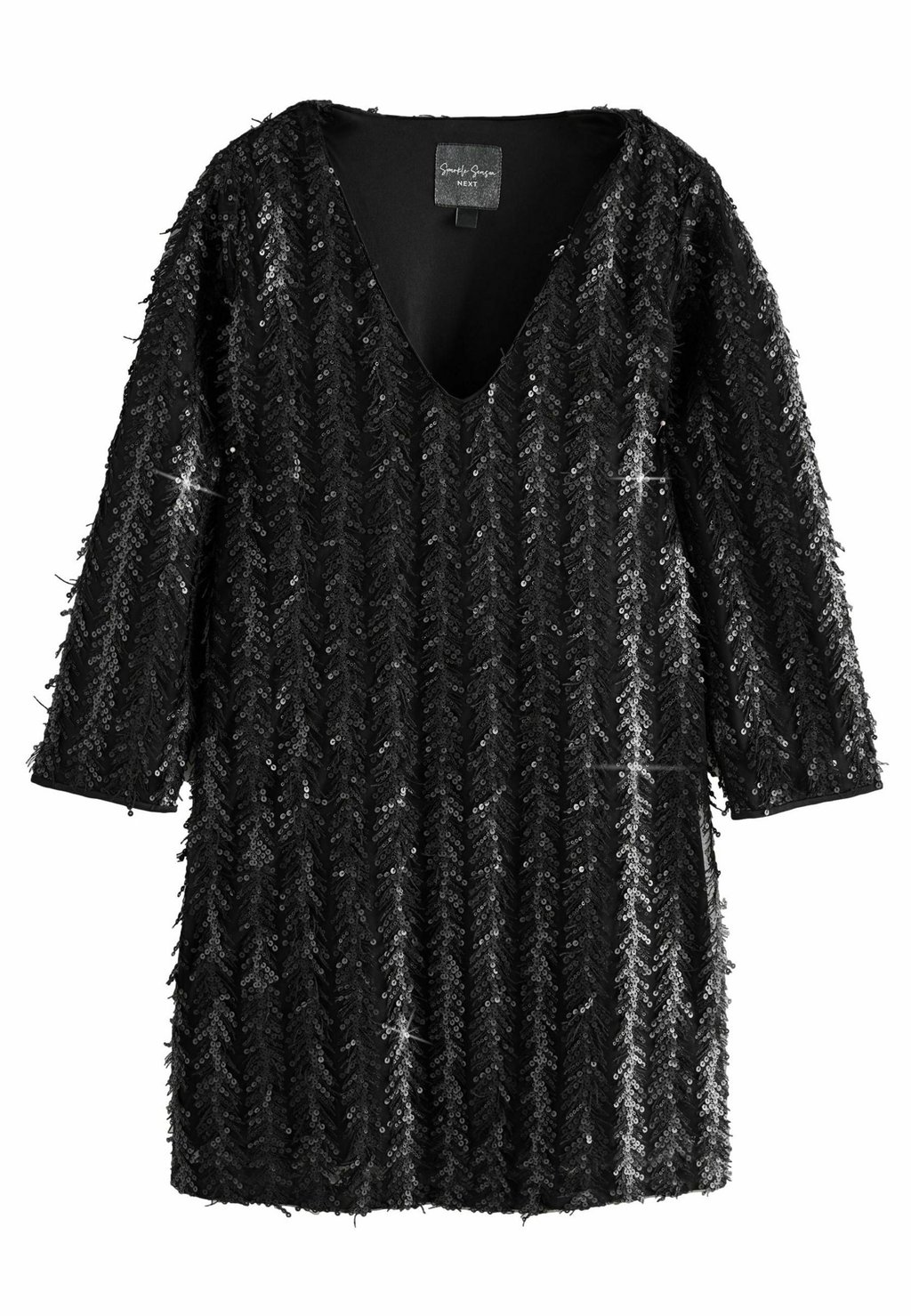 

Коктейльное платье / Вечернее платье LONG SLEEVE V-NECK FRINGE SEQUIN MINI-REGULAR FIT Next, черный