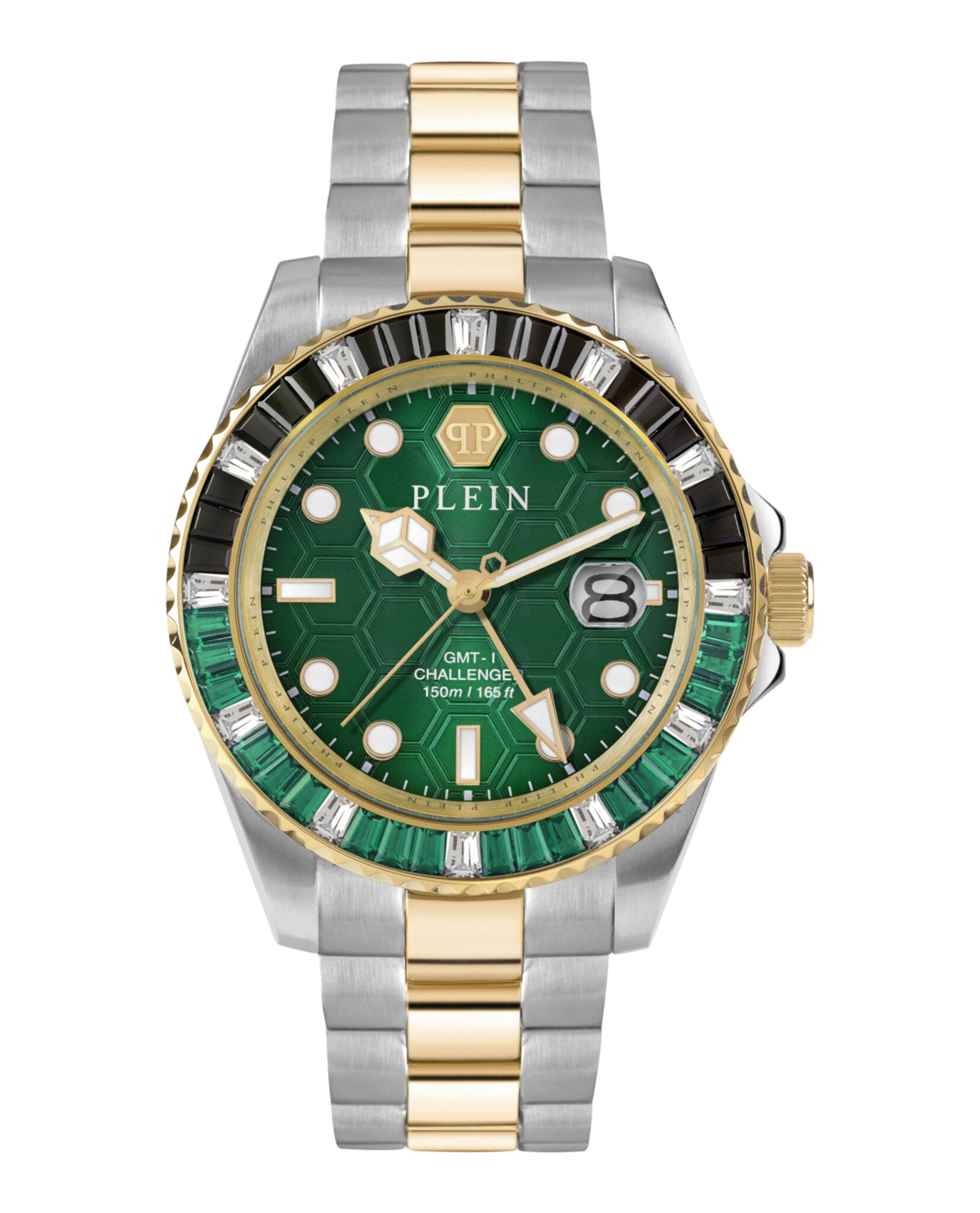

Часы GMT-I Challenger Baguettes PHILIPP PLEIN, цвет two tone/two tone/green