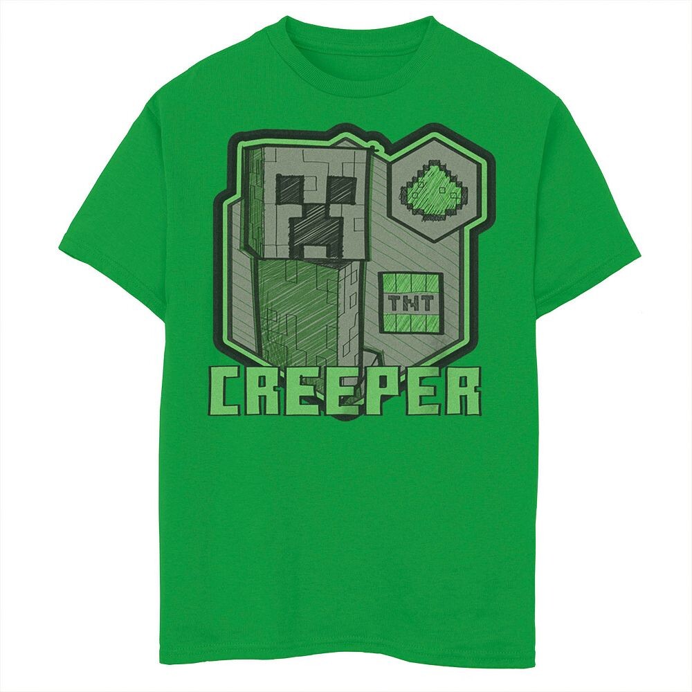 

Футболка с графическим рисунком для ноутбука Minecraft Creeper для мальчиков Licensed Character, цвет Kelly