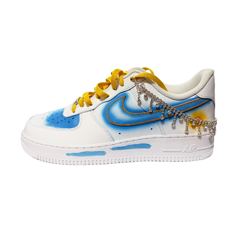 

Кроссовки для скейтбординга Air Force 1 07 Pikachu Low Top мужские Nike, белый/синий/желтый