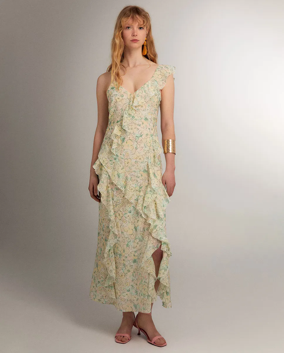 

Платье с цветочным принтом Sfera, желтый