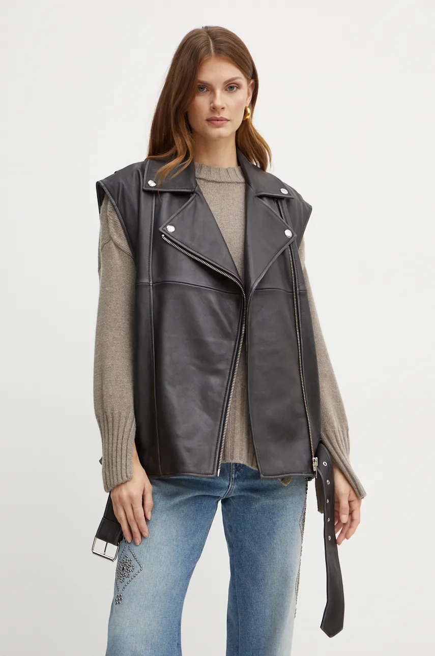 

Кожаный жилет Weekend Max Mara, черный