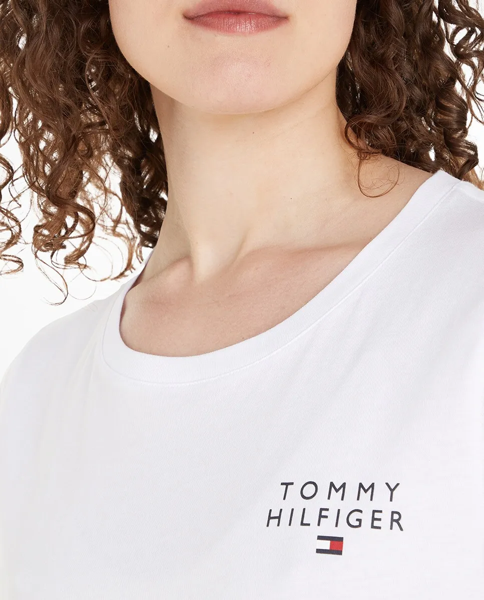 Женская базовая хлопковая футболка с логотипом TH Tommy Hilfiger, белый — фото 3