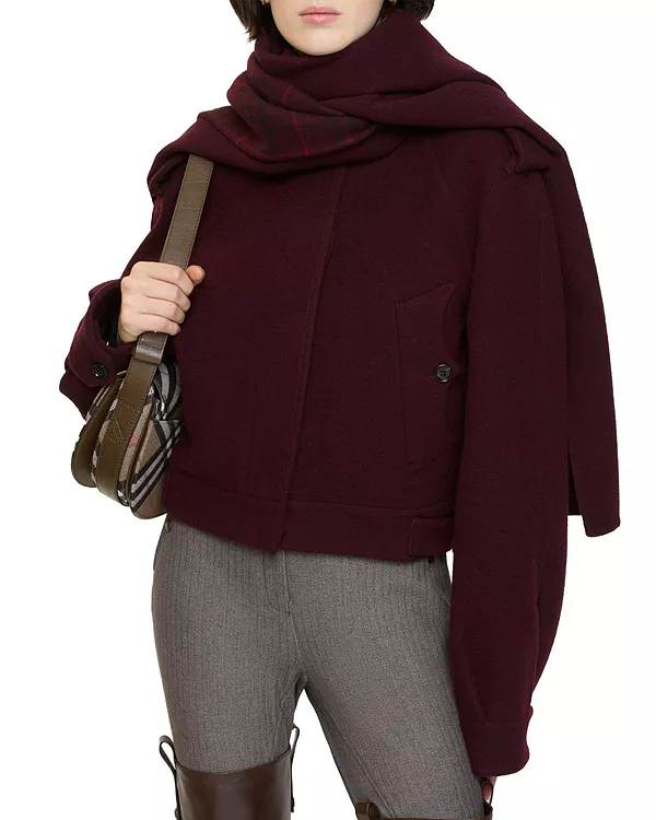 

Съемный шарф, шерстяная куртка Burberry, красный