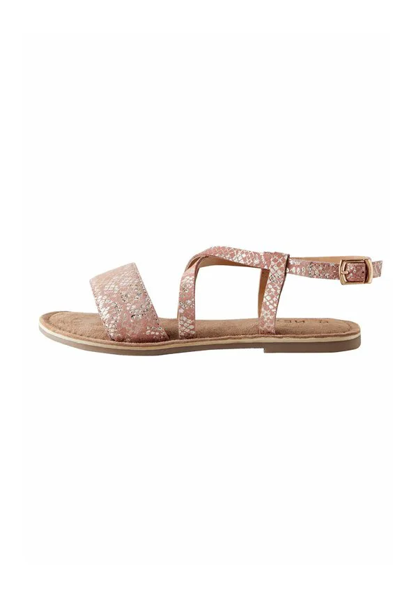 Сандалии стандартного кроя с ремешками и застежкой на пряжку Next, Pink Metallic Snake Print Leather