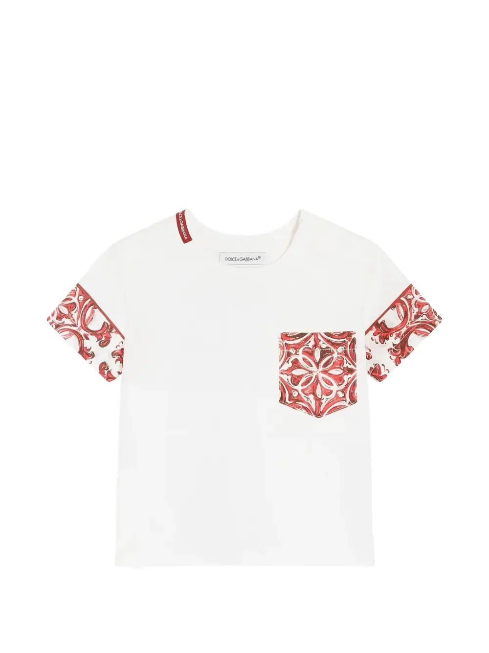 Футболка из джерси с принтом майолики Dolce & Gabbana Kids, белый