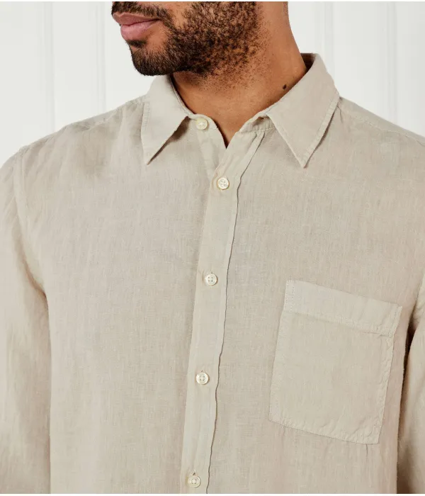Элегантная льняная рубашка_6 Regular fit Boss Orange, бежевый — фото 4