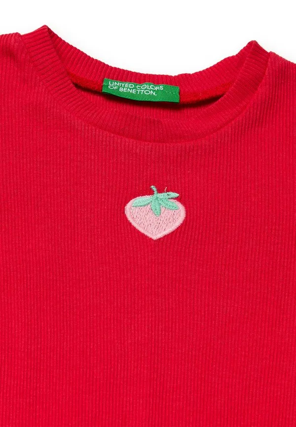 Платье с юбкой в клетку. платье-свитер United Colors Of Benetton, Red — фото 3