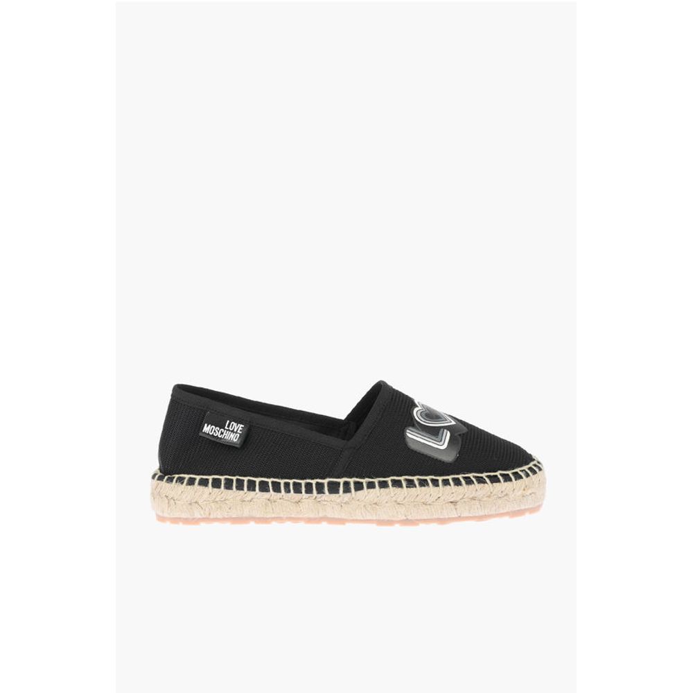 Эспадрильи LOVE из сетки с логотипом и подошвой из рафии Moschino, Black — фото 3