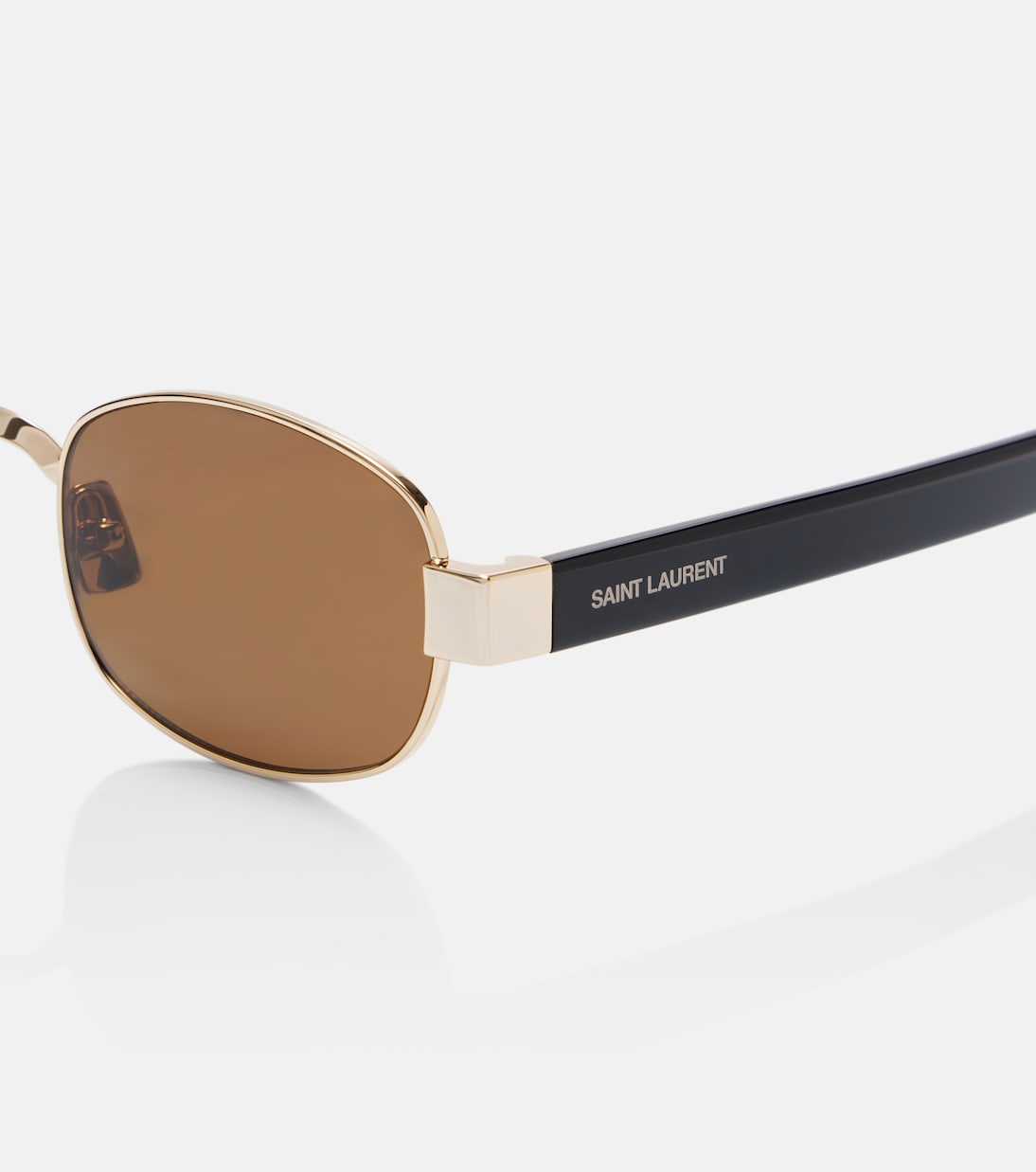SL 706 квадратные солнцезащитные очки Saint Laurent, Gold-Black-Brown — фото 2