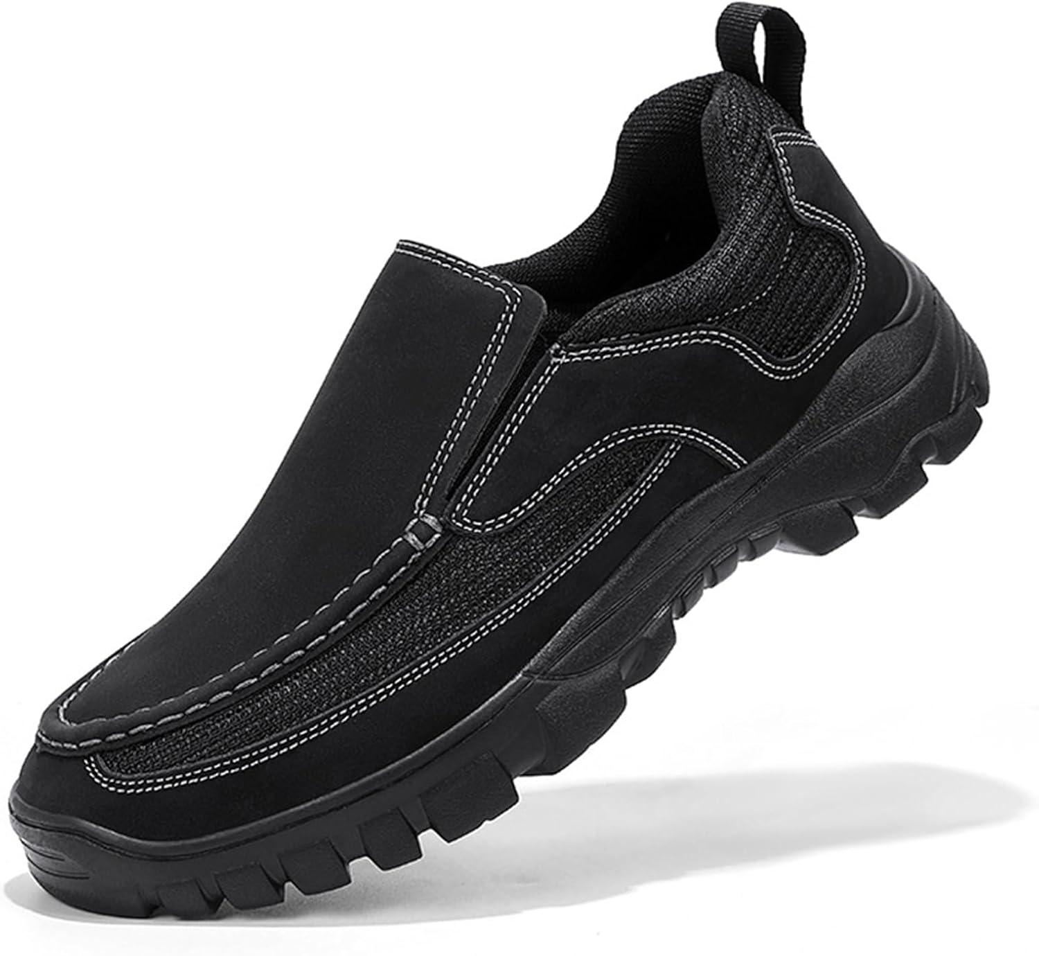 

Мужские лоферы из натуральной кожи с дышащей поддержкой свода стопы, мягкие и комфортные, на каждый день, деловые, без шнурков, противоскользящие, и ходьбы Qooel, черный