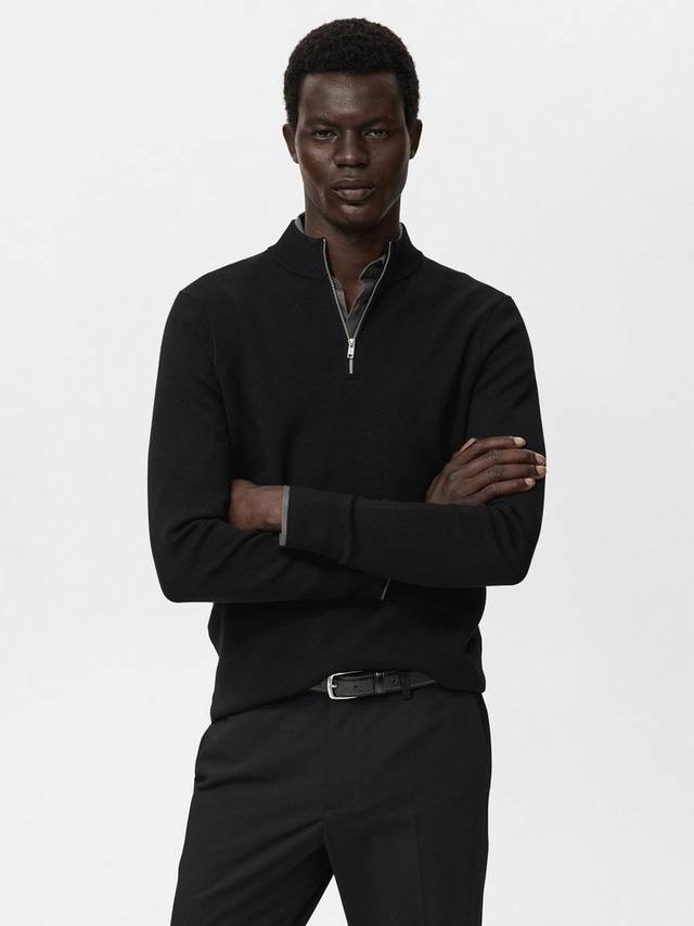 

Люксовый джемпер с молнией до горла Mango, Black