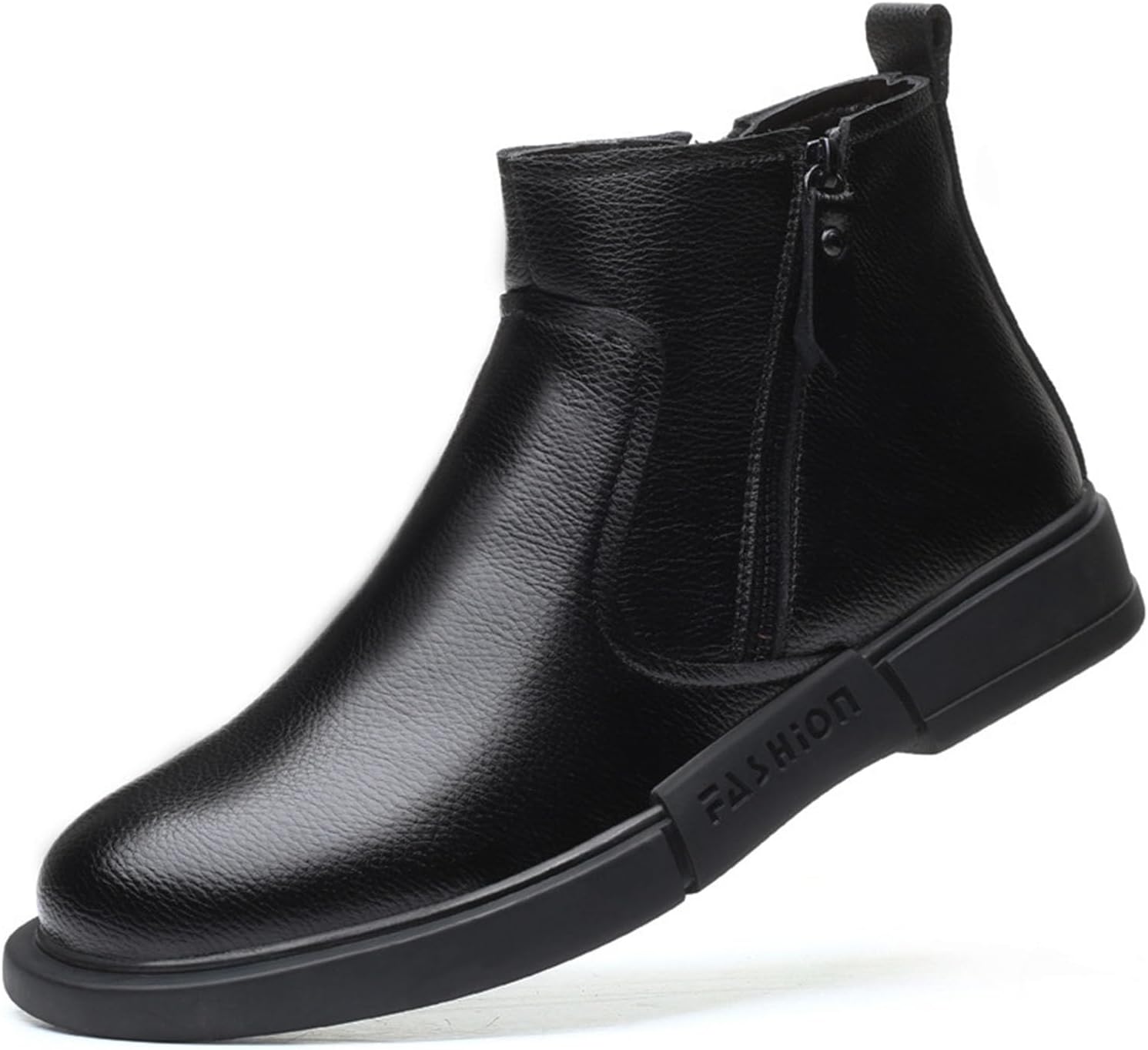

Мужские кожаные ботинки Myallfeet с плоской подошвой, боковой молнией, стиль Чукка, классический модный средний верх, и деловые ботинки, удобные и нескользящие, ботинки-Челси, черный