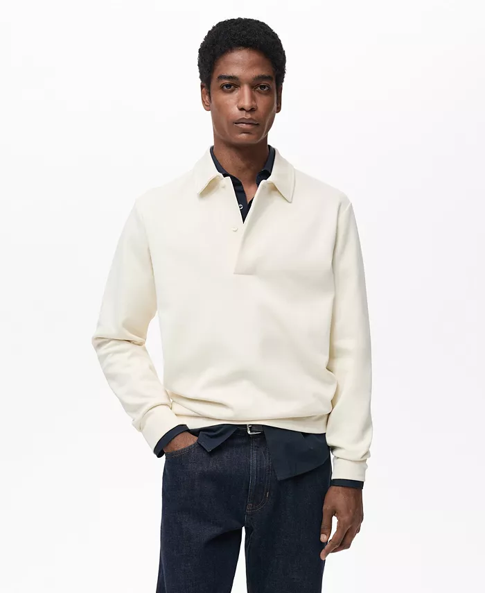 

Мужская хлопковая толстовка-поло Regular-Fit MANGO, коричневый/бежевый