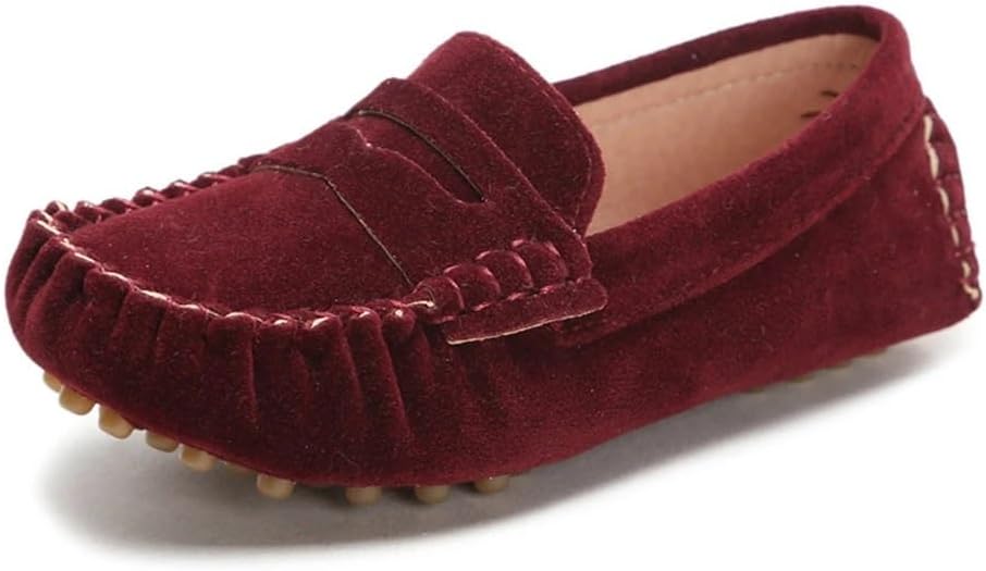 

Детские мокасины Battle Men Penny Loafers с квадратным носком, прострочкой, из искусственной замши, красный