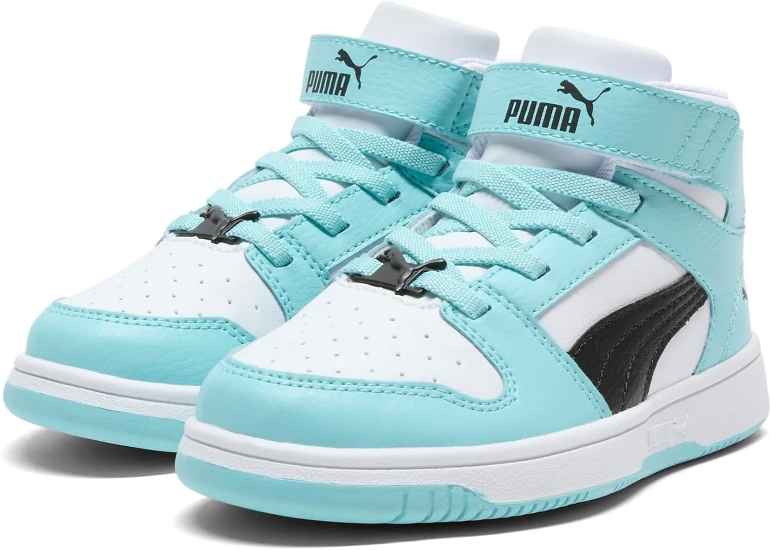 Кроссовки PUMA для детей Rebound Layup Mid на липучках, белый/черный