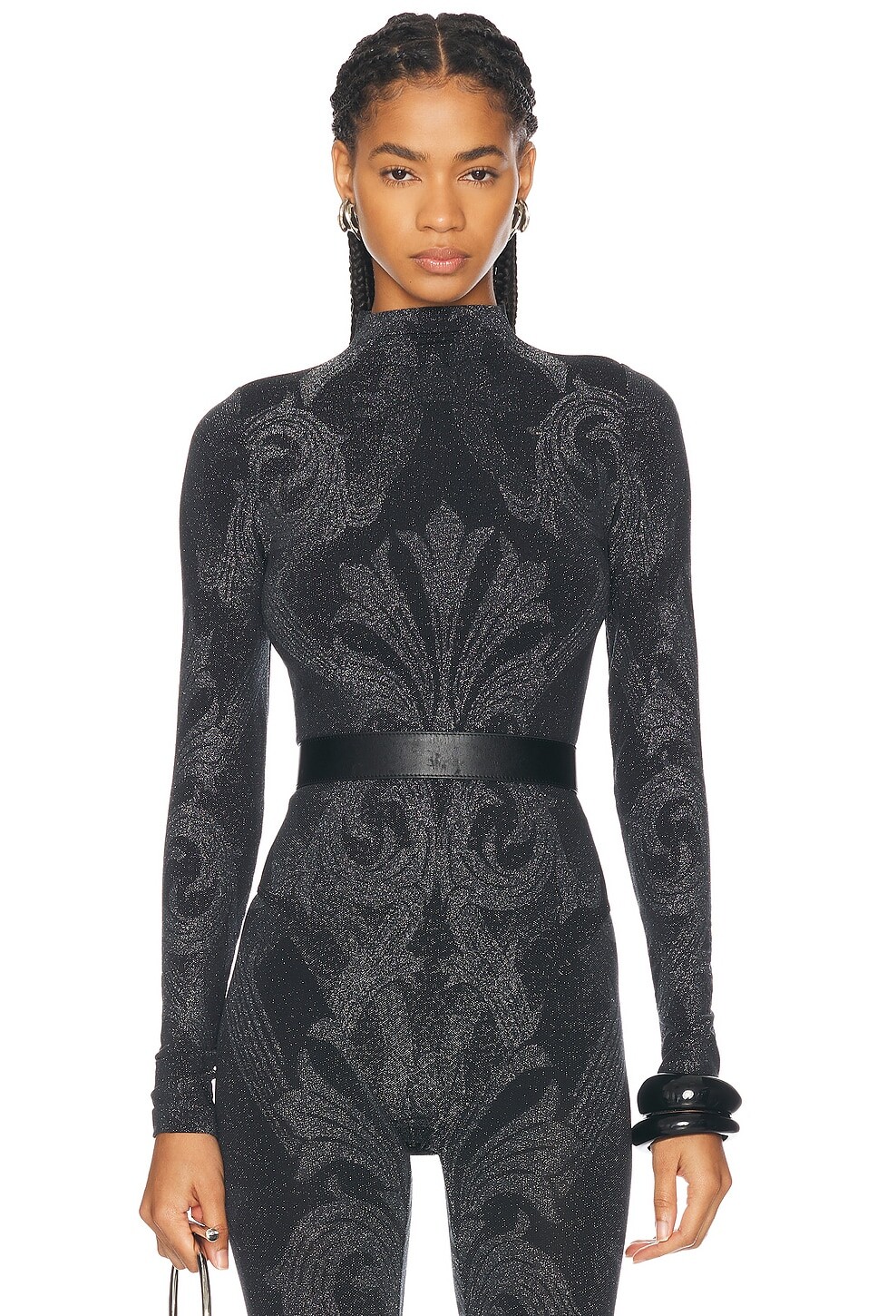 

Жаккардовое боди металлик из коллаборации с Etro Wolford, цвет Black & Silver