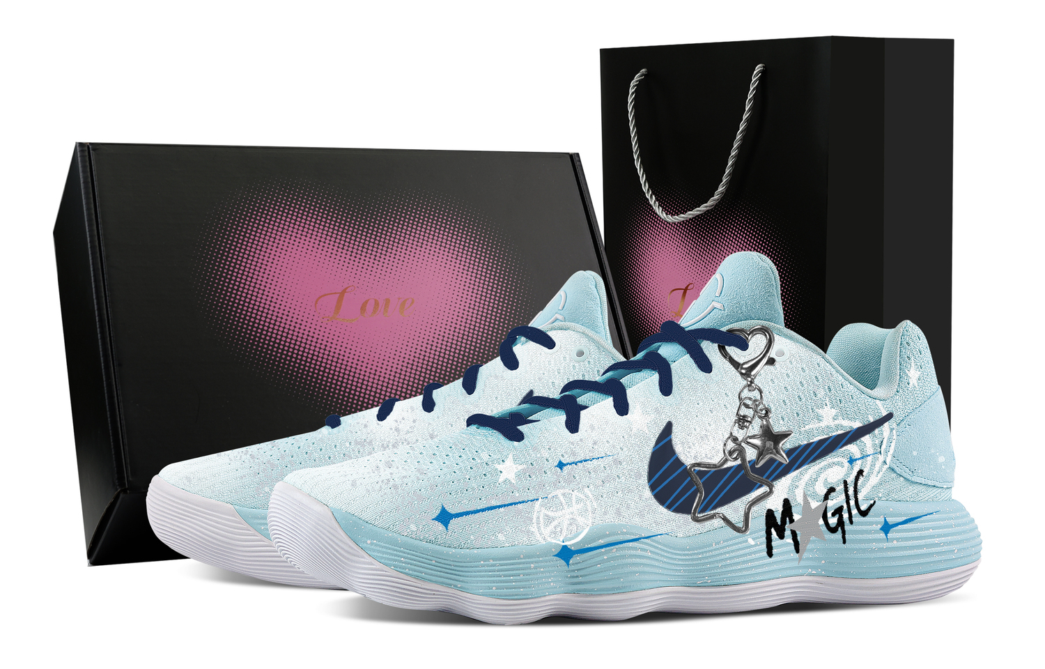 

Hyperdunk 2017 Shooting Stars Fragment, Heart Box Cushioning Coverage Support низкие баскетбольные кроссовки мужские Nike, синий