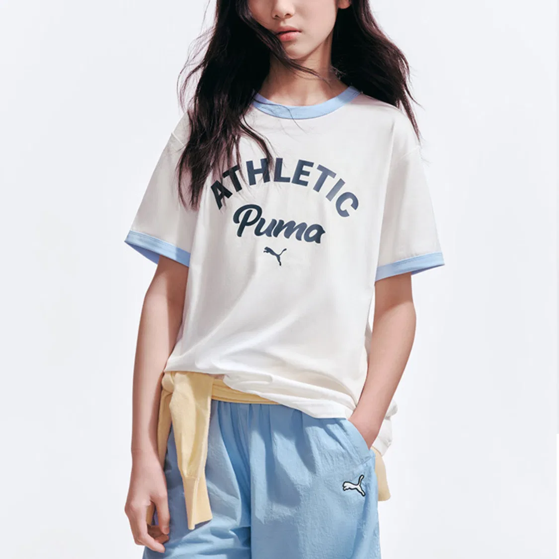 Детская футболка V-Neck PUMA, Raw White 10101 — фото 3