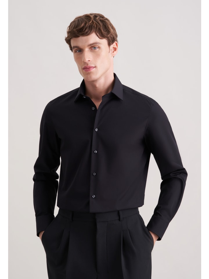 

Seidensticker Деловая рубашка приталенного кроя черного цвета