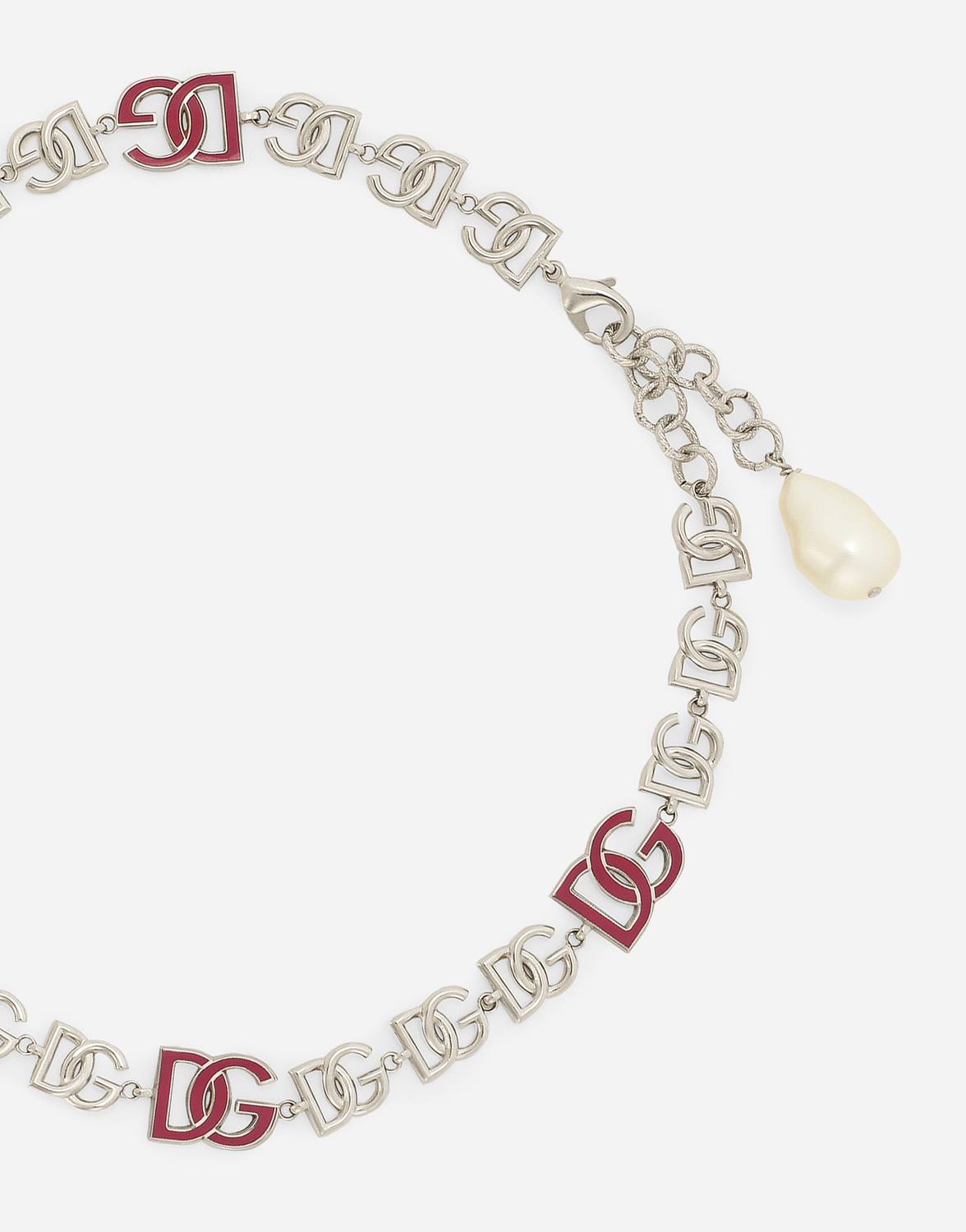 Короткое ожерелье с несколькими логотипами dg Dolce & Gabbana, серебряный — фото 4