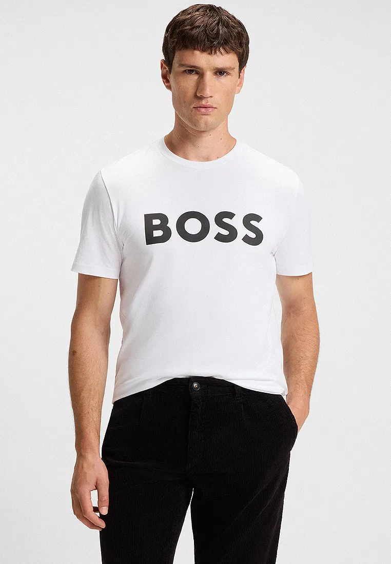 Футболка с принтом, BOSS Orange, белый