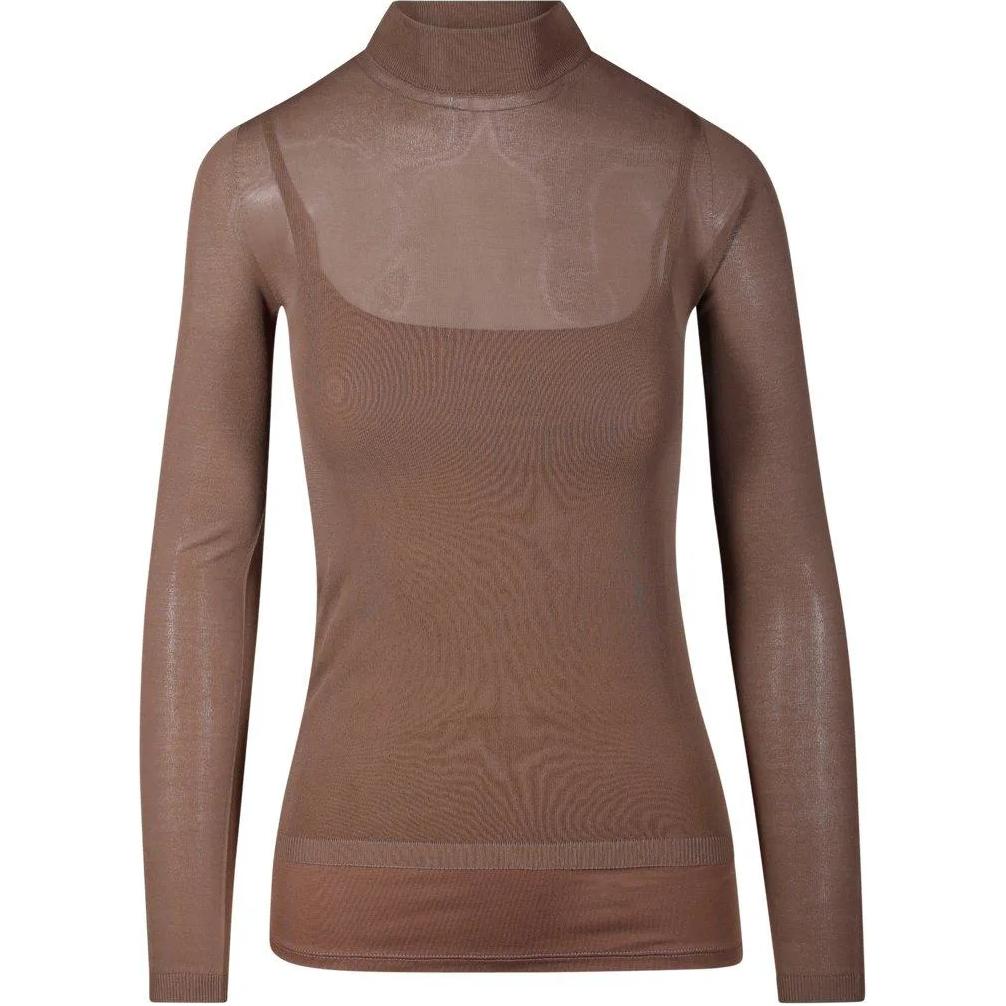 

Топ с высоким воротом и длинными рукавами MaxMara, светло-коричневый