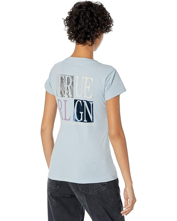 

Футболка True Religion Block V-Neck Tee, цвет Blue Fog