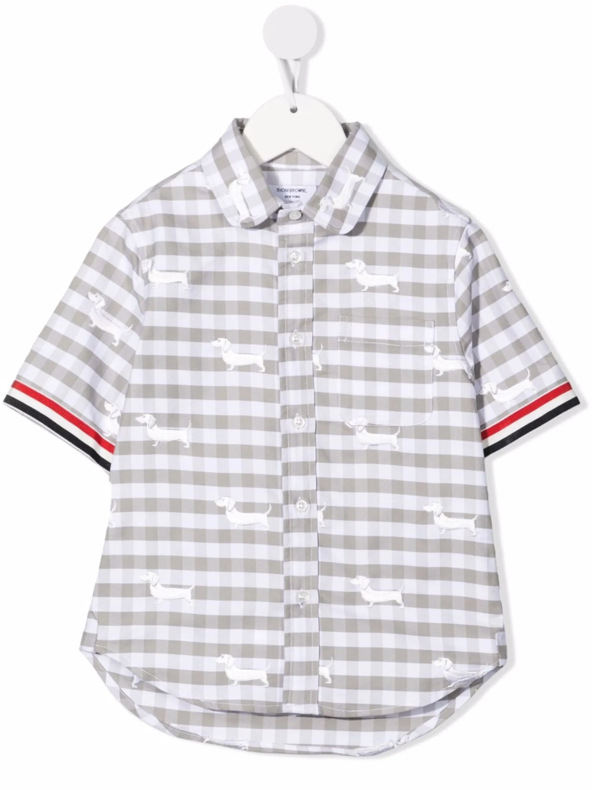 

Рубашка в клетку Thom Browne Kids, серый