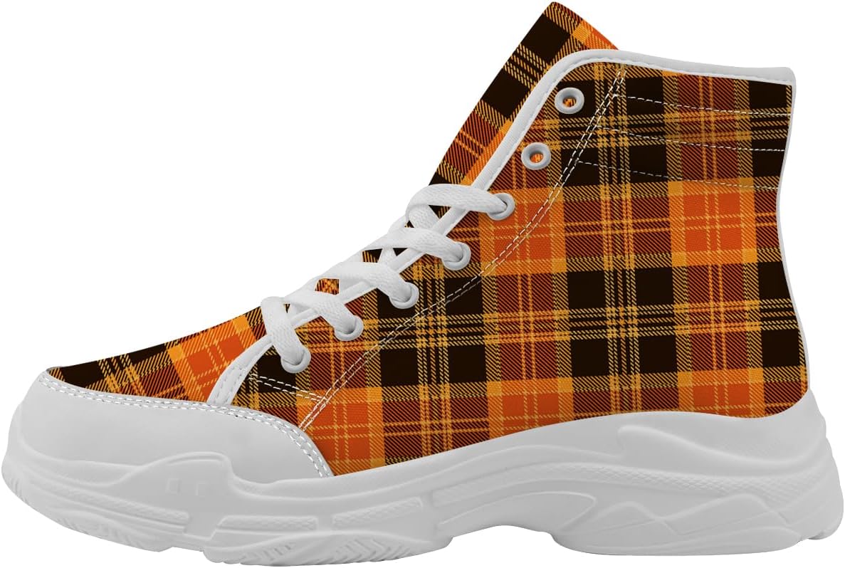 

Высокие кеды в клетку для женщин и мужчин, кроссовки на платформе с шнуровкой, подарки для друзей Generic, оранжевый