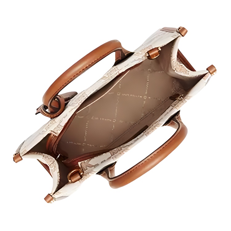 

MICHAEL KORS Женская сумка через плечо из искусственной кожи бежевая с коричневой кожаной отделкой