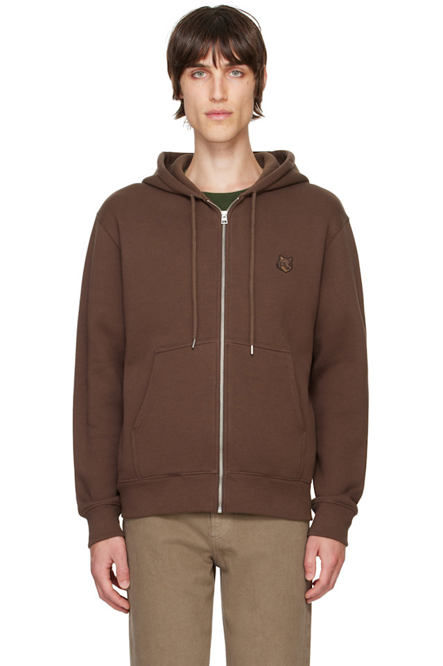 

Замковая худи с логотипом головы лисы Maison Kitsuné, цвет firewood
