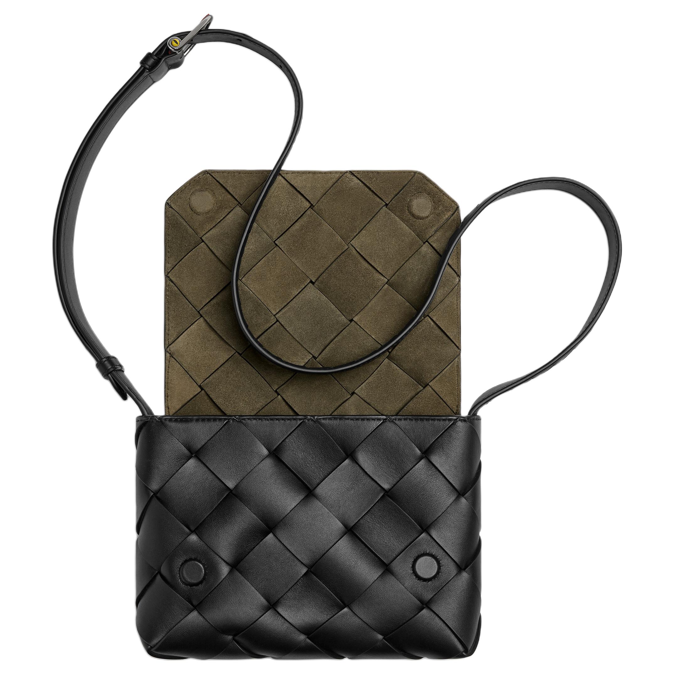 Bottega Veneta Диаго кожаная сумка через плечо мужская черная — фото 4