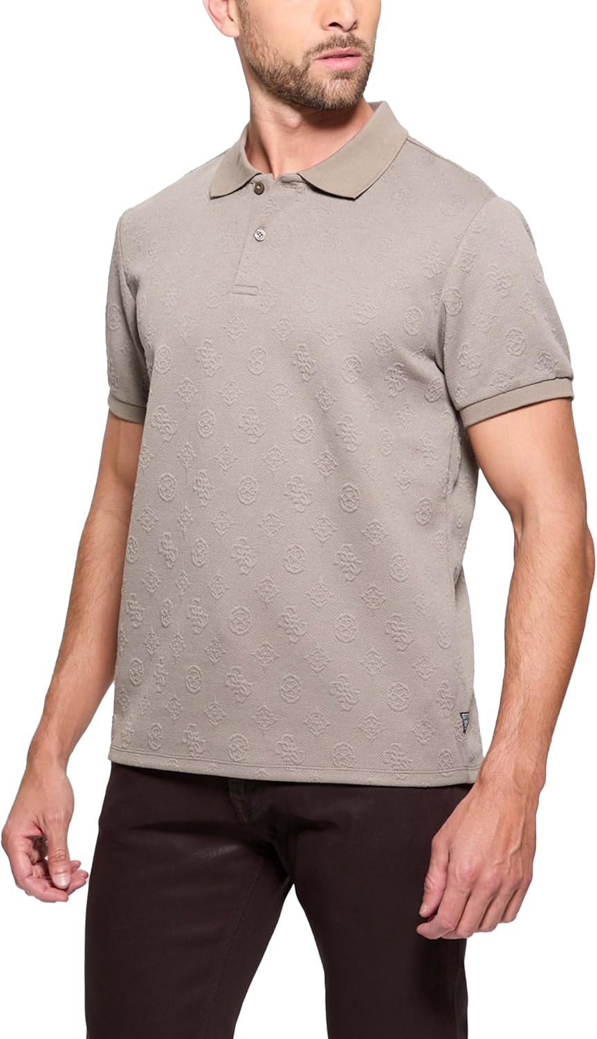 

Мужское поло GUESS с коротким рукавом и жаккардовым принтом пиона, Walnut Shell, Коричневый, Мужское поло GUESS с коротким рукавом и жаккардовым принтом пиона, Walnut Shell