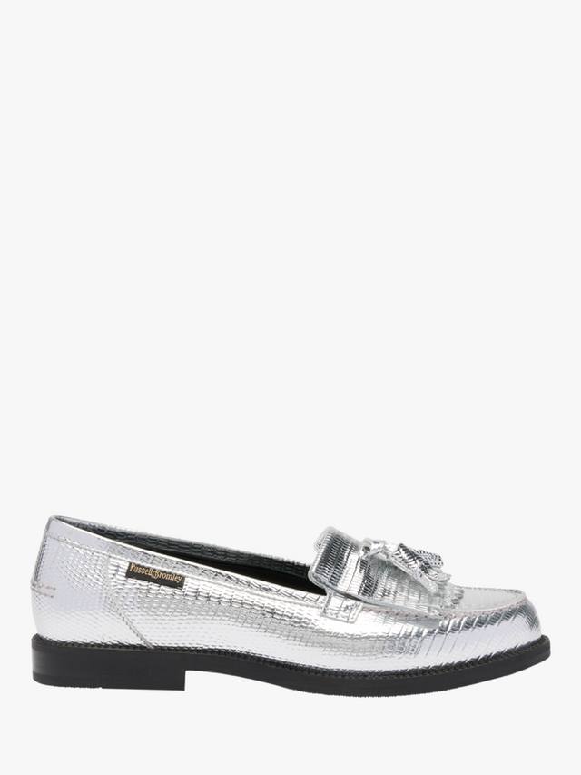 Честер лоферы из кожи с принтом животных и кисточкой Russell & Bromley, Metallic