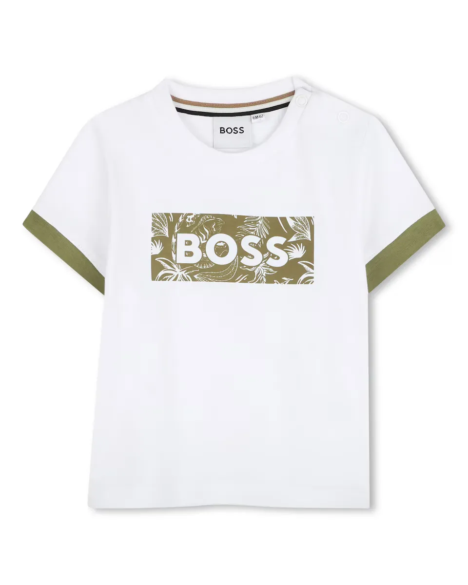 

Футболка для мальчика в белом хлопковом цвете BOSS Kidswear, белый