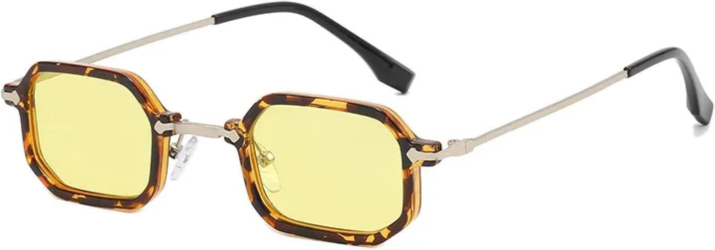 

Солнцезащитные очки с защитой UV400 | Маленький размер, металлический цвет, леопардовый принт | для женщин и мужчин, для занятий спортом на открытом воздухе и вождения DSVIGF, Leopard Yellow