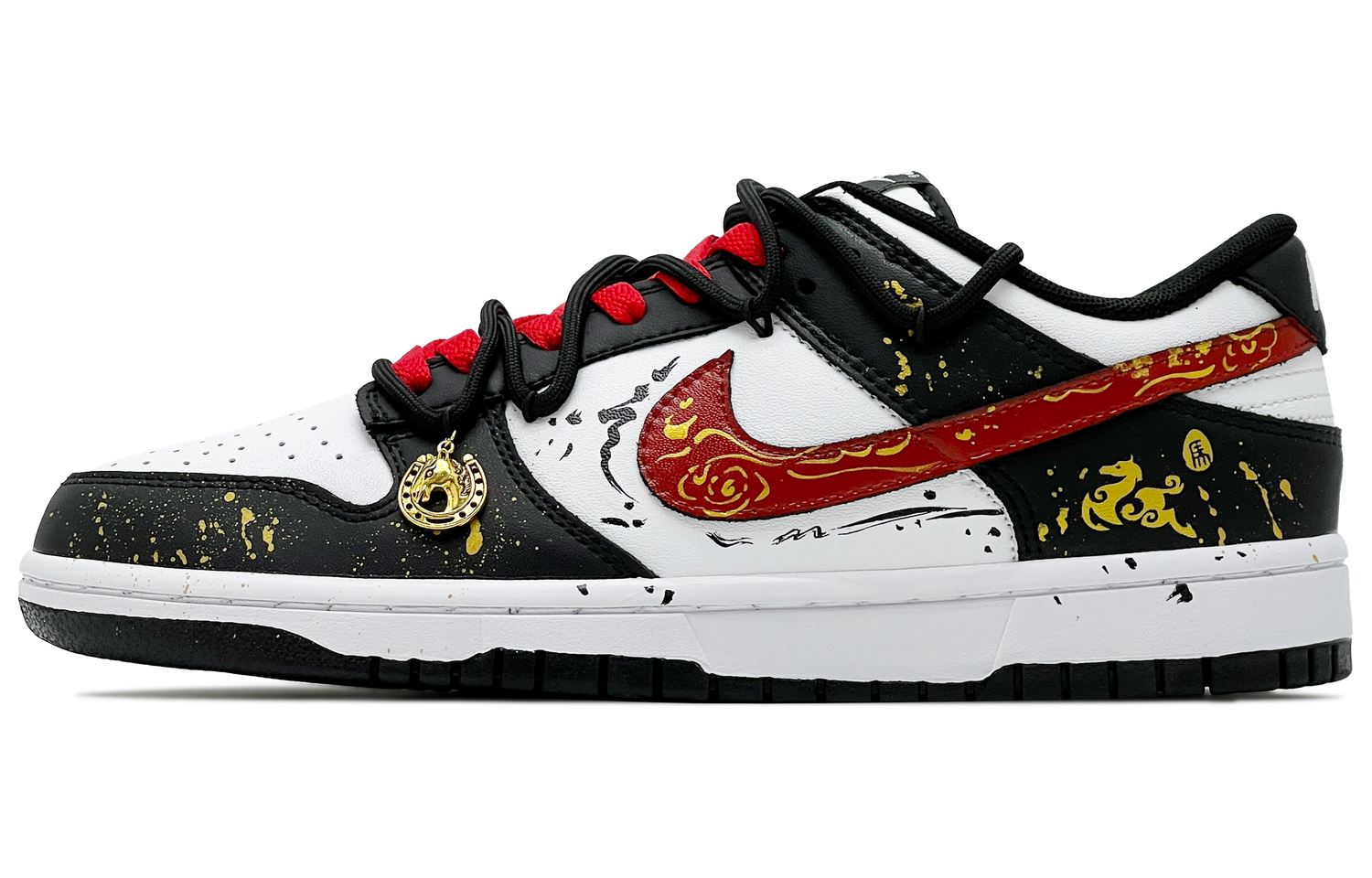 

Nike Кроссовки для скейтбординга Dunk Leather Abrasion Resistant низкие, Unisex, черно-бело-красные